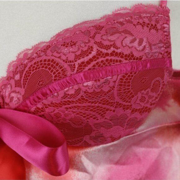 Shirley of Hollywood Women's Small Pink Red Satin 2 Piece Lingerie Set - Picture 5 of 7